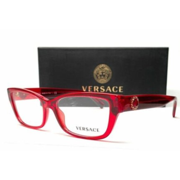 NEW Versace Women's Transparent Red Eyeglasses!